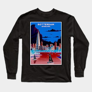 Rotterdam Netherlands Travel and Tourism Advertising Print Long Sleeve T-Shirt